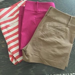 Bundle! 1 NWT (Pink) and 2 GUC (Tan/Stripe) Ann Taylor Modern Shorts Sz. 14